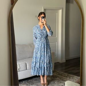 Banjanan blue floral midi dress medium